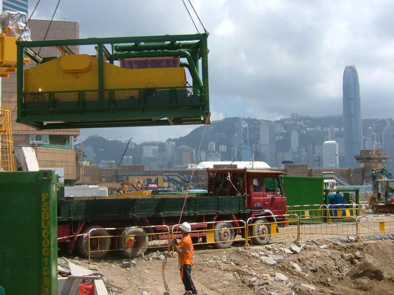 Equipment arriving on site in Kowloon